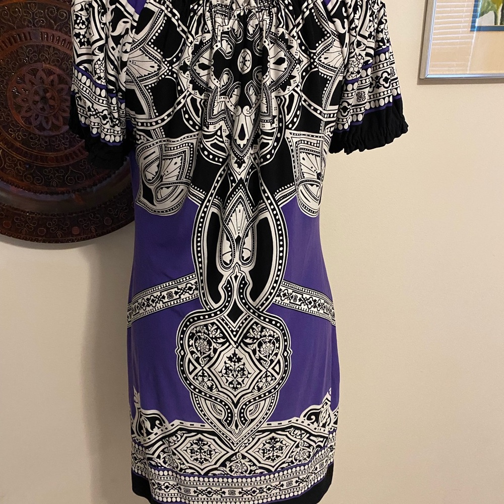 Source Unknown Black and Purple Mini Dress